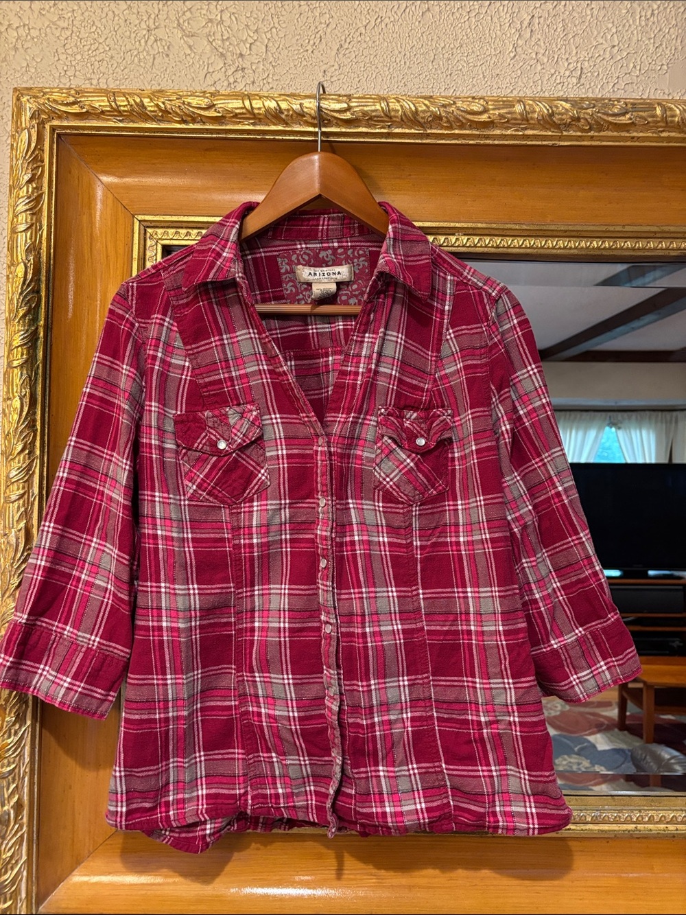Arizona Jean Co. Pink & Gray Plaid Flannel - Size XL (runs small)